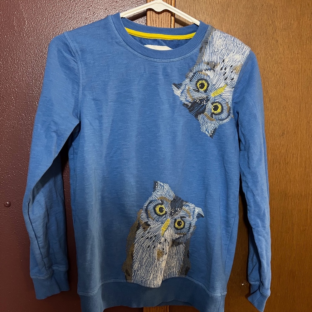 GIRLS MINI BODEN OWL CREW NECK SIZE 11/12